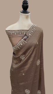 Tissue Silk Banarasi Saree With Handwork - The Handlooms
