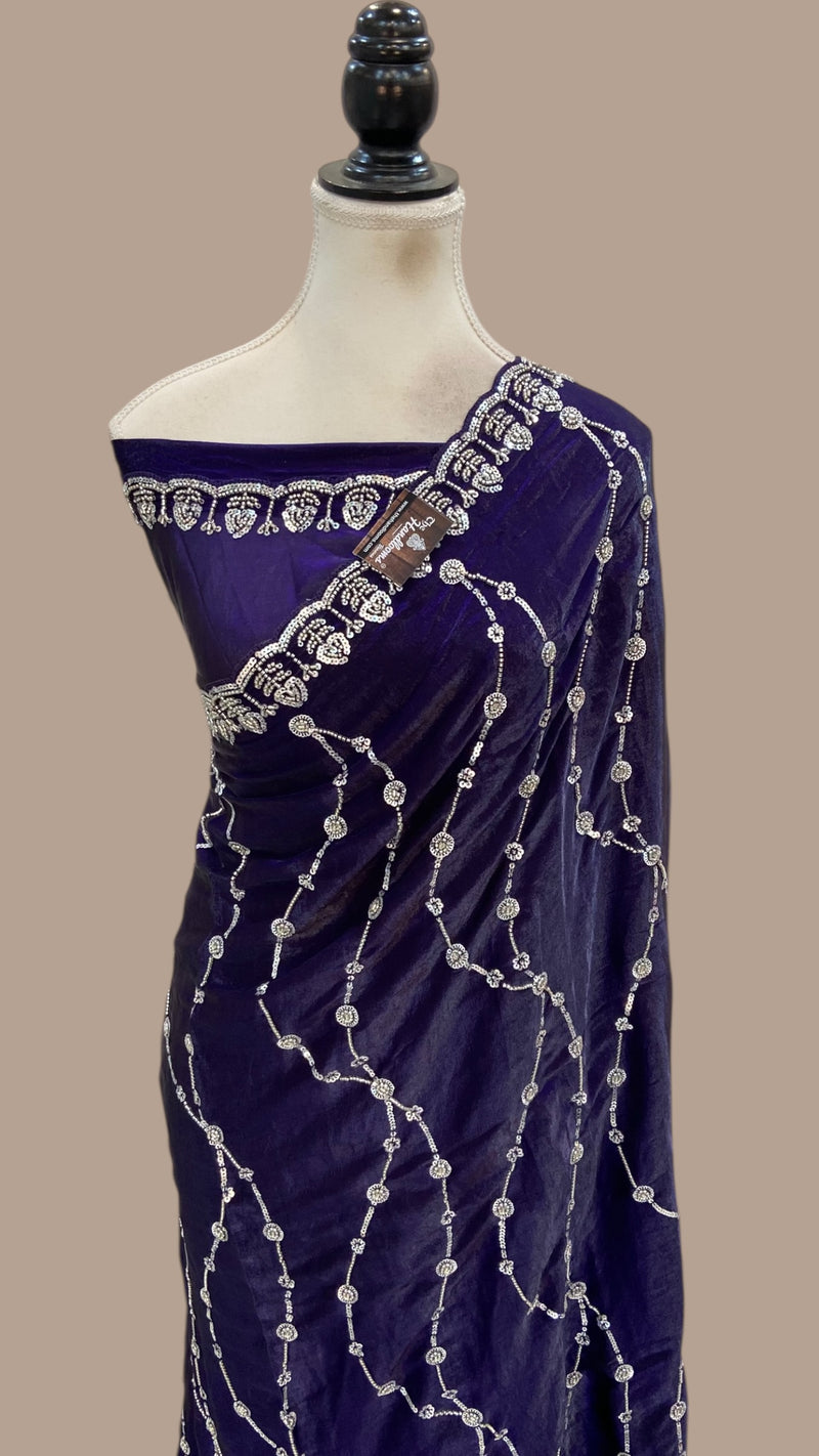 Tissue Silk Banarasi Saree With Handwork - The Handlooms