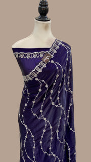 Tissue Silk Banarasi Saree With Handwork - The Handlooms