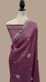 Tissue Silk Banarasi Saree With Handwork - The Handlooms