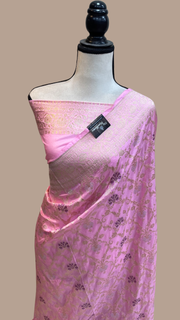 Pure Katan Silk Banarasi Handloom Saree - All over Sona Roopa Jaal work - The Handlooms