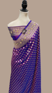 Pure Katan Silk Banarasi Handloom Saree - All Over Jaal Work With Zardosi Handwork - The Handlooms