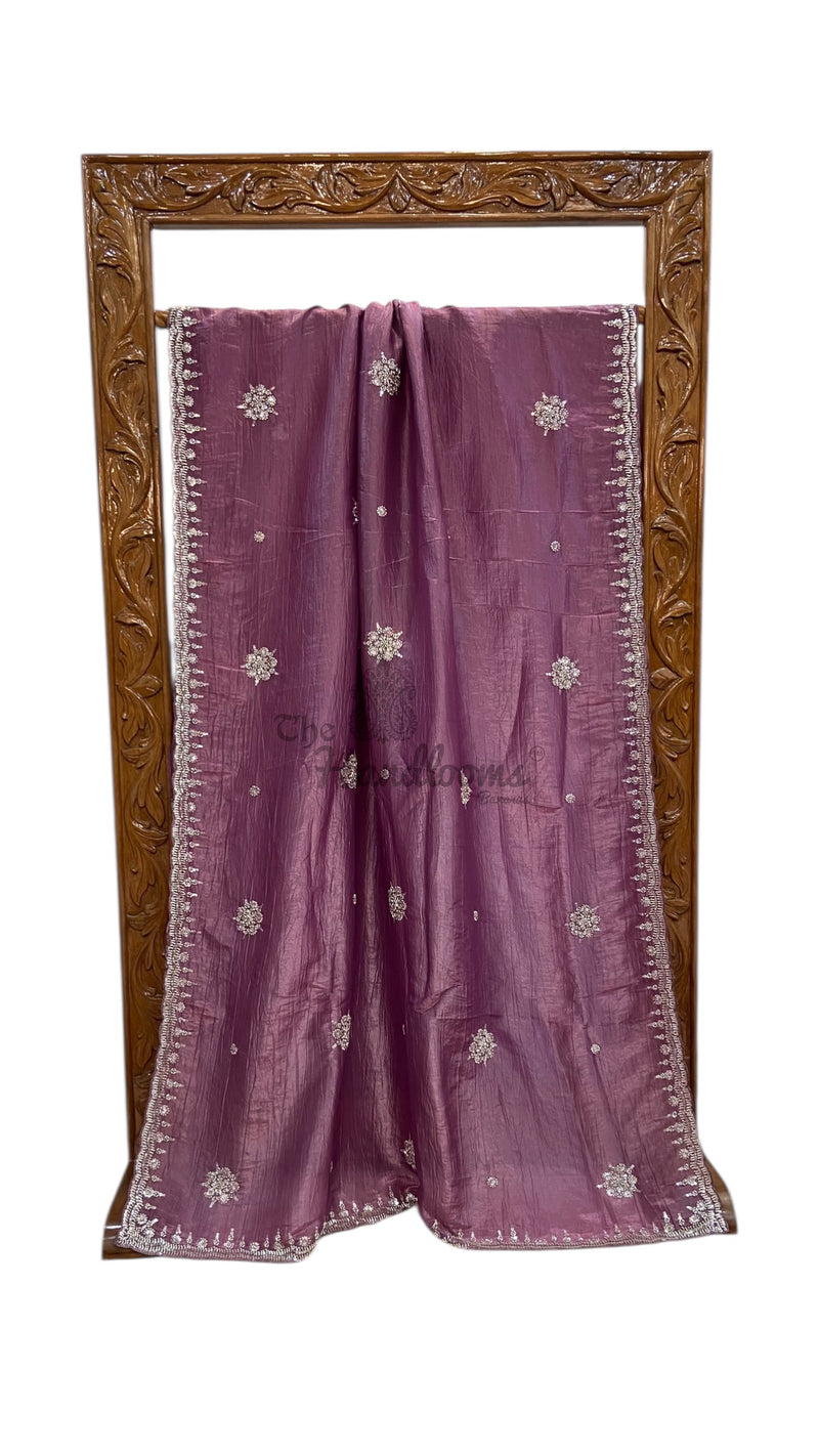 Tissue Silk Banarasi Saree With Handwork - The Handlooms