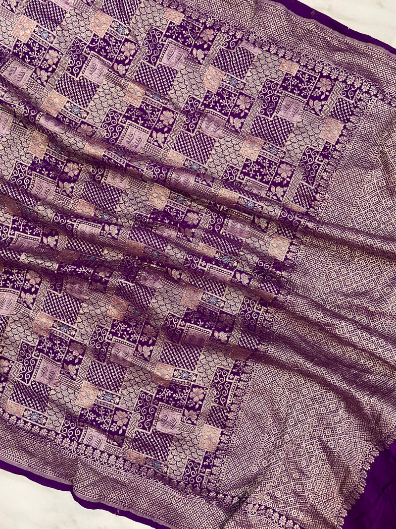 Pure Moonga Georgette Handloom Dupatta - Meenakari
