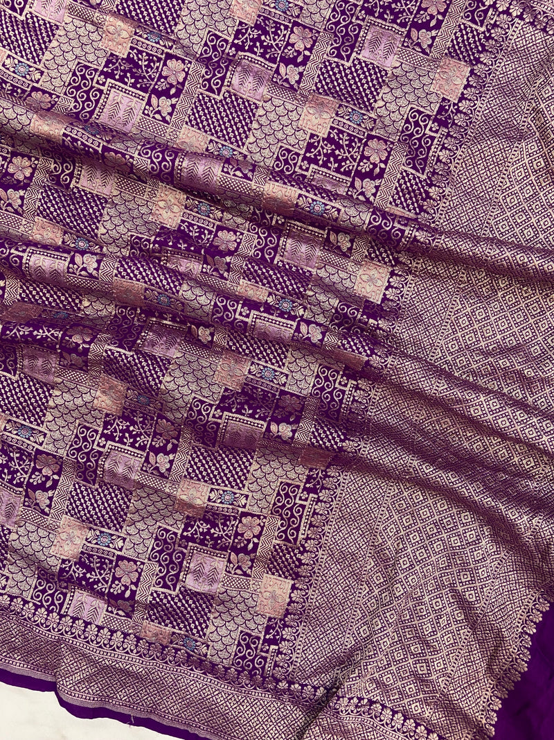 Pure Moonga Georgette Handloom Dupatta - Meenakari