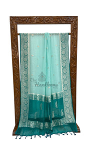 Pure Georgette Handloom Banarasi Saree - Silver Zari - The Handlooms