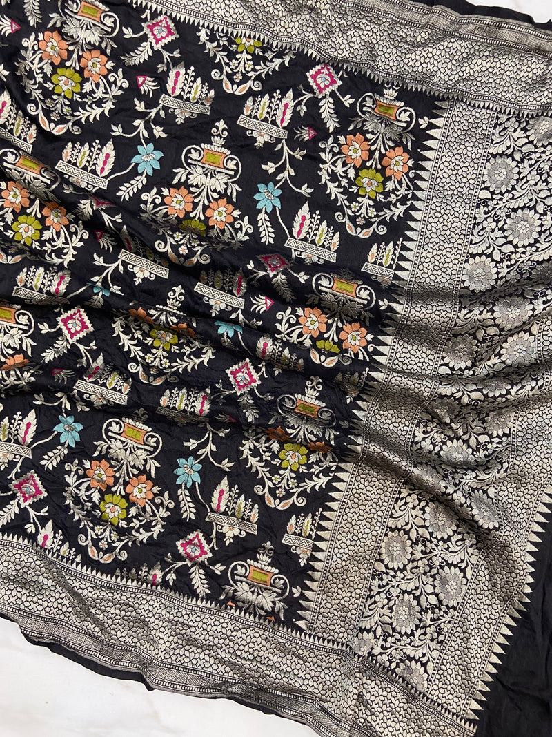 Pure Moonga Georgette Handloom Dupatta - Meenakari