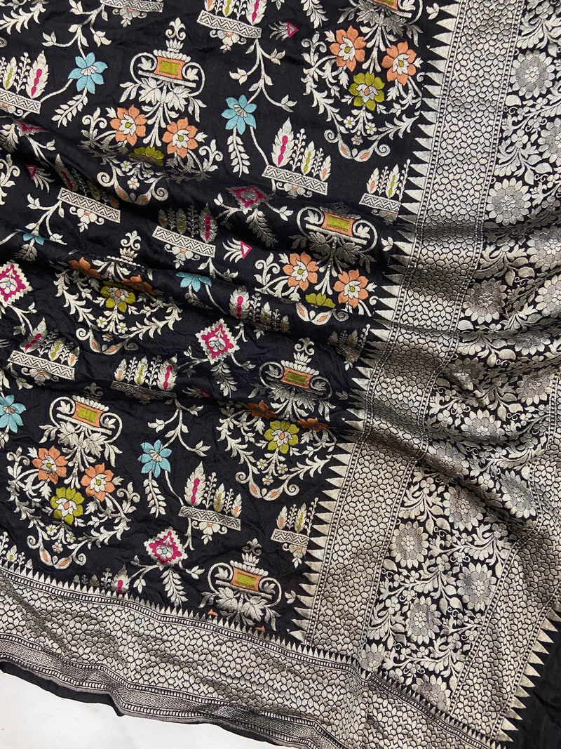 Pure Moonga Georgette Handloom Dupatta - Meenakari