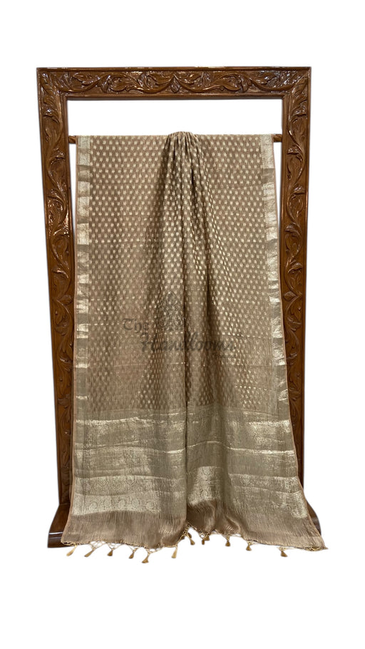 Pure Kora Tissue Crush Handloom Banarasi Saree - The Handlooms