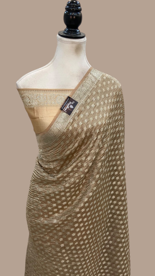 Pure Kora Tissue Crush Handloom Banarasi Saree - The Handlooms