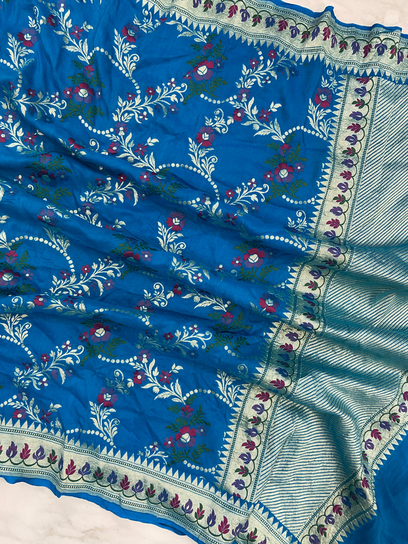 Pure Moonga Georgette Handloom Dupatta - Meenakari