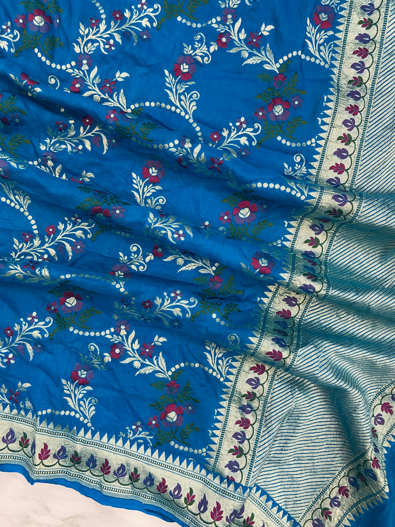 Pure Moonga Georgette Handloom Dupatta - Meenakari