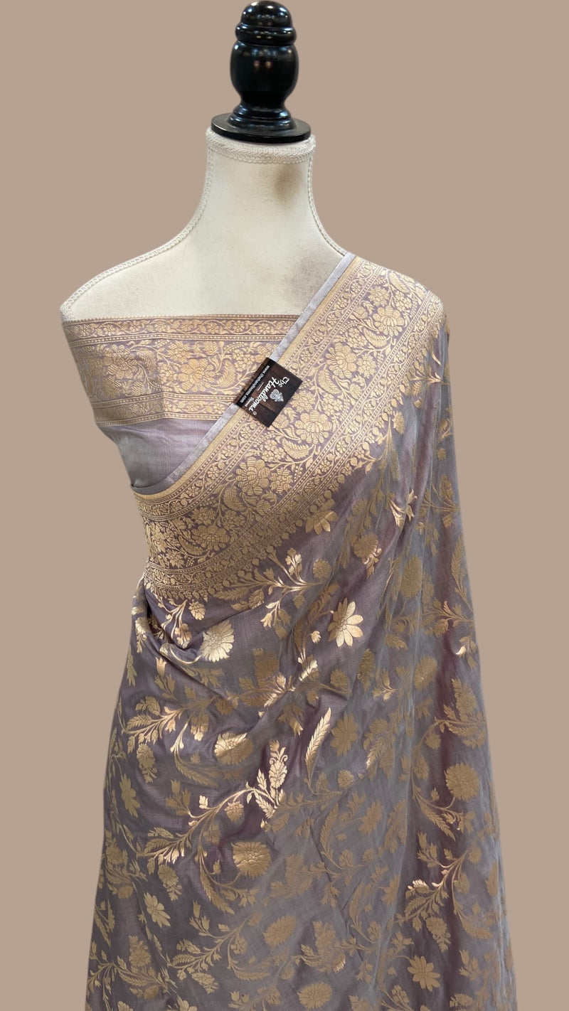 Pure Katan Silk Banarasi Handloom Saree - All Over Motifs - The Handlooms