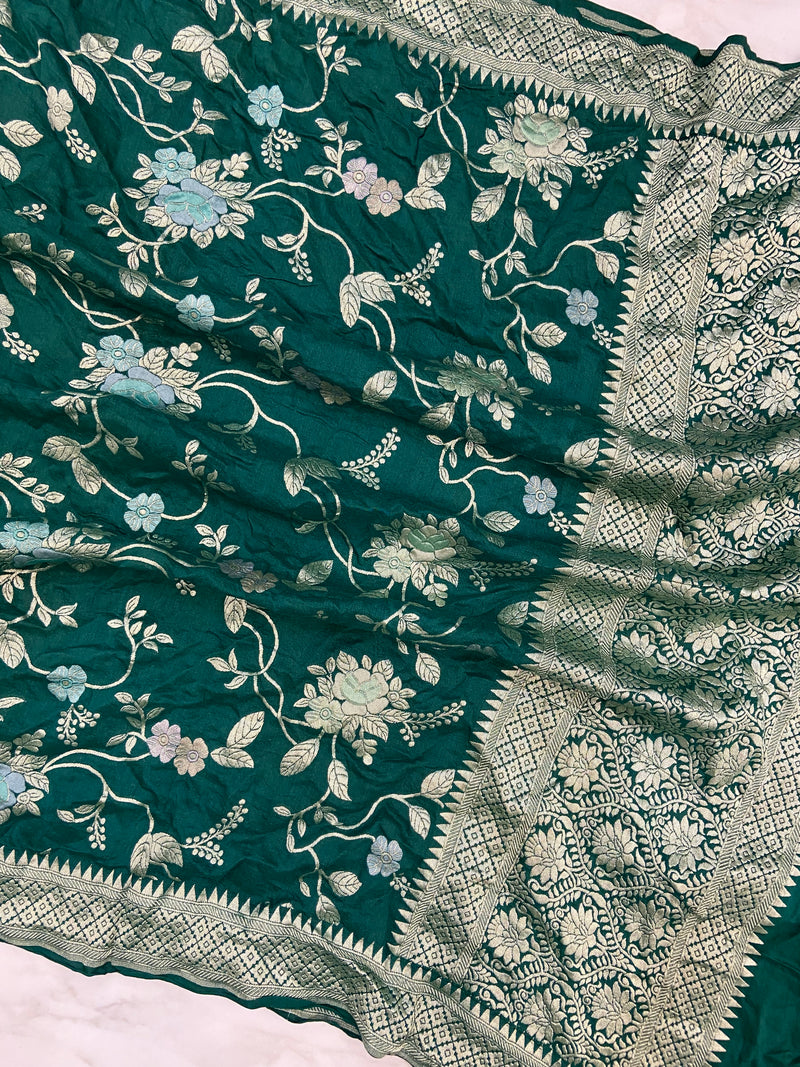 Pure Moonga Georgette Handloom Dupatta - Meenakari