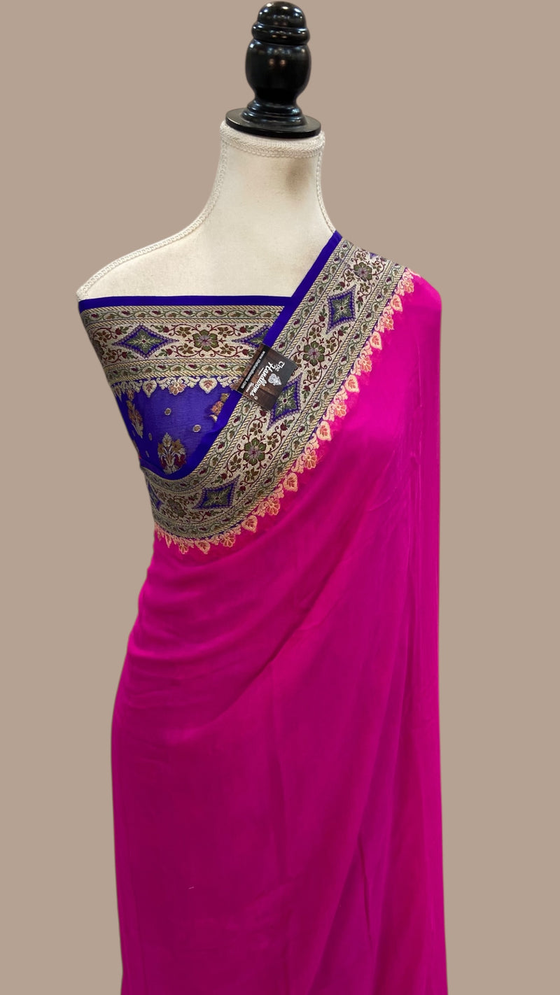 Pure Chiffon Khaddi Banarasi Saree - The Handlooms