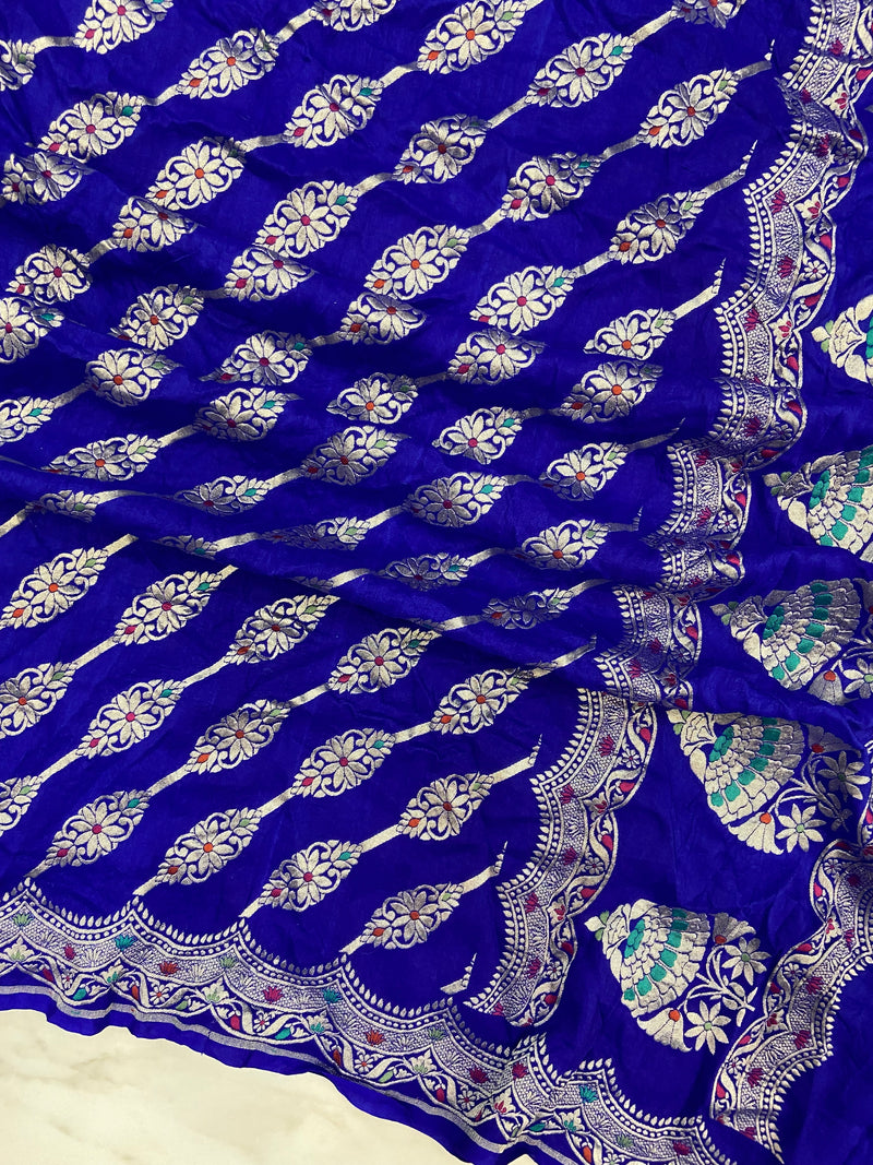 Pure Moonga Georgette Handloom Dupatta - Meenakari