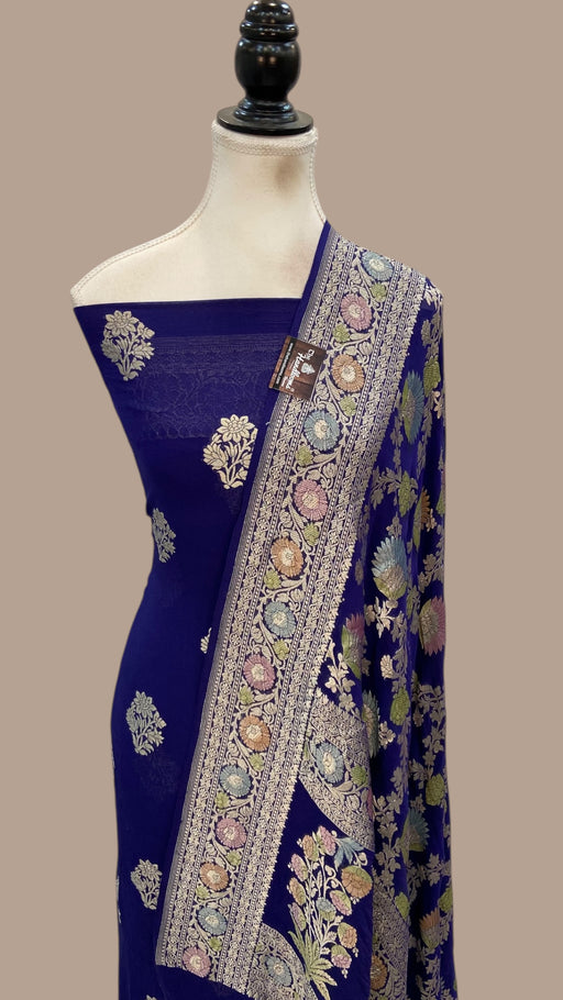 Khaddi Georgette Banarasi Dress Material Water Zari - The Handlooms