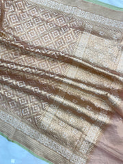 Pure Tissue Reshmi Zari Banarasi Brocade Handloom Dupatta - The Handlooms