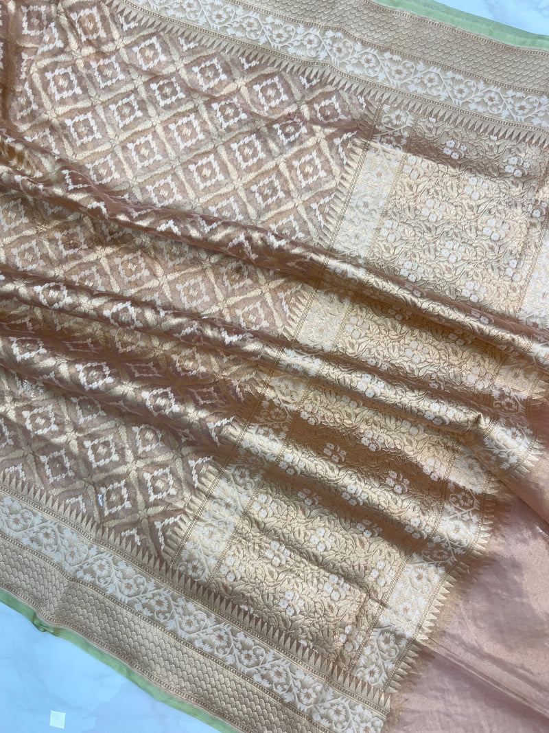 Pure Tissue Reshmi Zari Banarasi Brocade Handloom Dupatta - The Handlooms