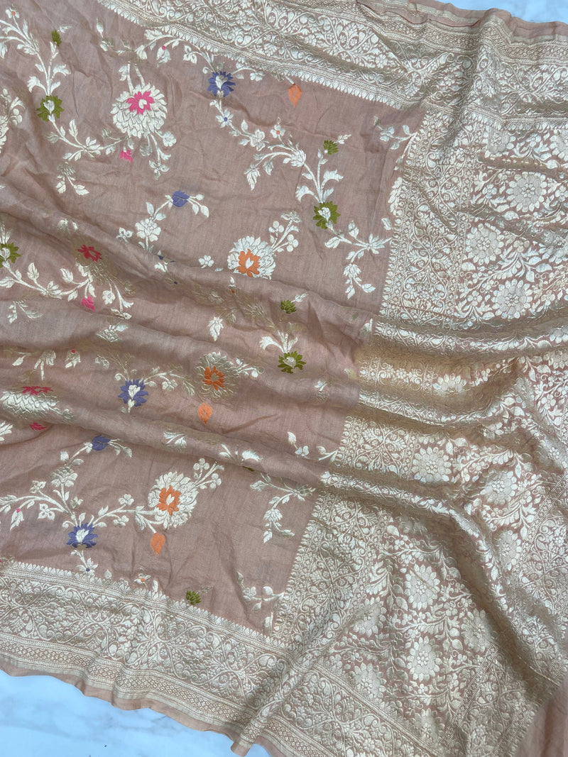 Pure Moonga Georgette Handloom Dupatta - Meenakari