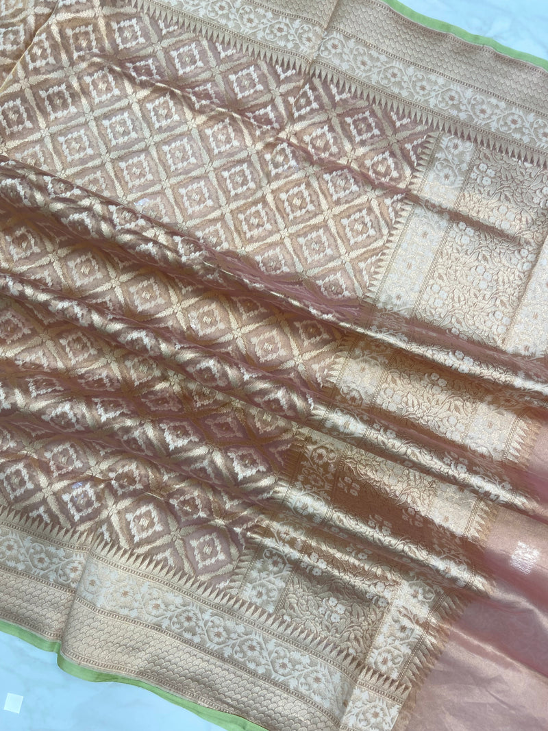 Pure Tissue Reshmi Zari Banarasi Brocade Handloom Dupatta - The Handlooms