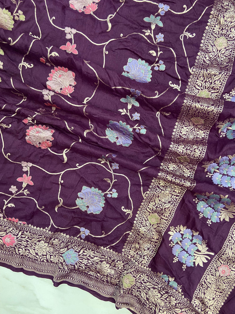 Pure Moonga Georgette Handloom Dupatta - Meenakari