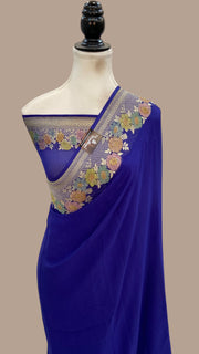 Khaddi Georgette Handloom Banarasi Saree - Water Zari - The Handlooms