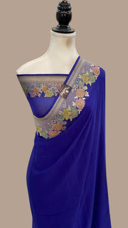 Khaddi Georgette Handloom Banarasi Saree - Water Zari - The Handlooms