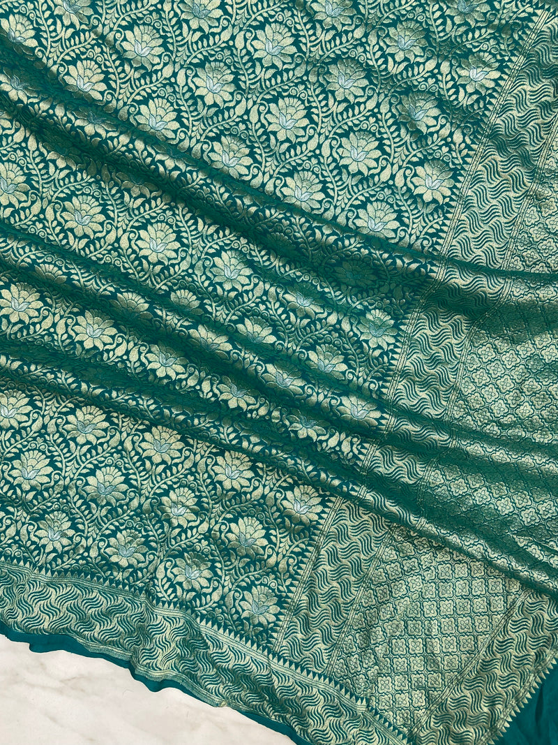 Pure Moonga Georgette Handloom Dupatta - All Over Sona Roopa Jaal Work
