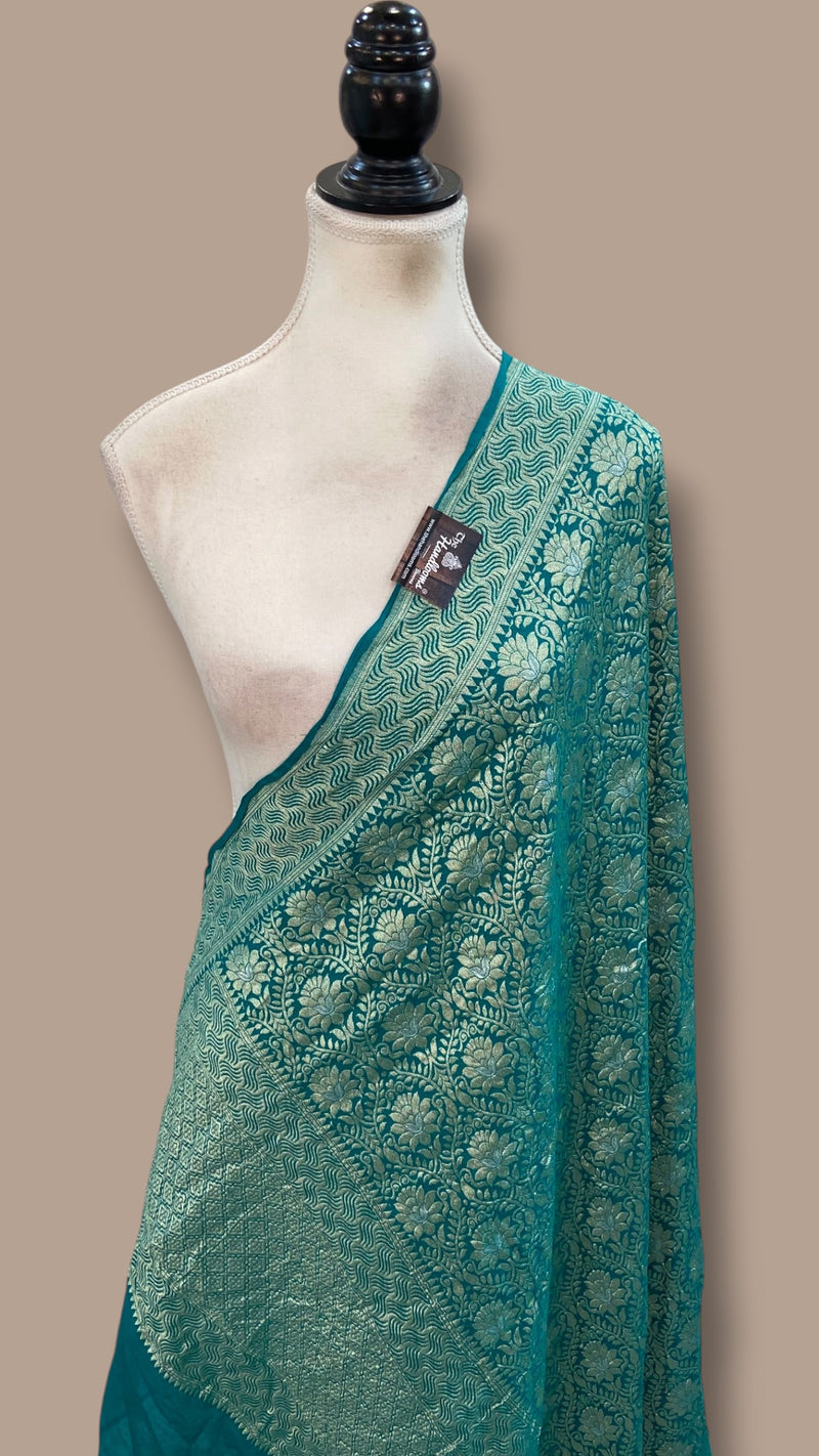 Pure Moonga Georgette Handloom Dupatta - All Over Sona Roopa Jaal Work