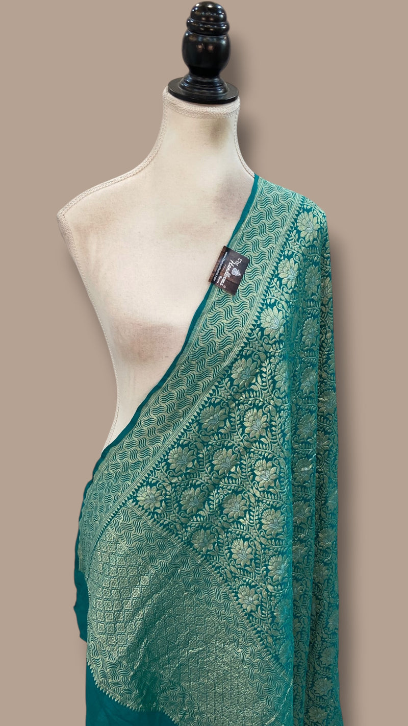 Pure Moonga Georgette Handloom Dupatta - All Over Sona Roopa Jaal Work
