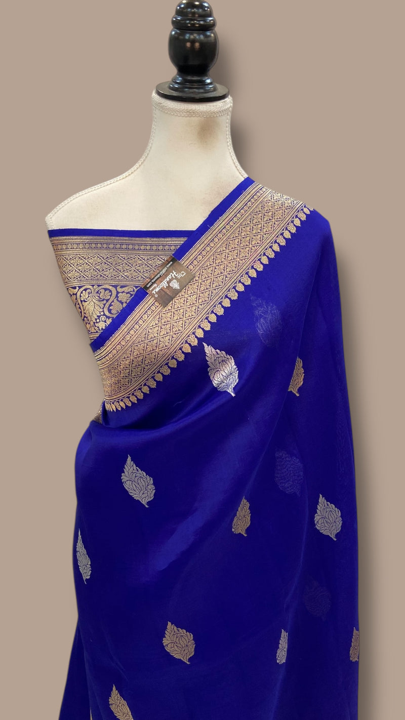 Royal Pure Kora Handloom Banarasi Saree - Sona Roopa Alfi Kadua Boota - The Handlooms