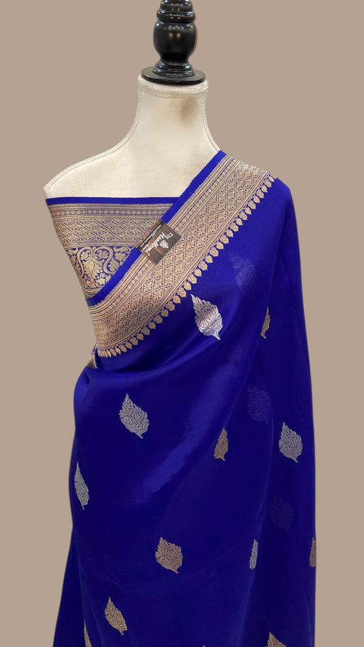 Royal Pure Kora Handloom Banarasi Saree - Sona Roopa Alfi Kadua Boota - The Handlooms