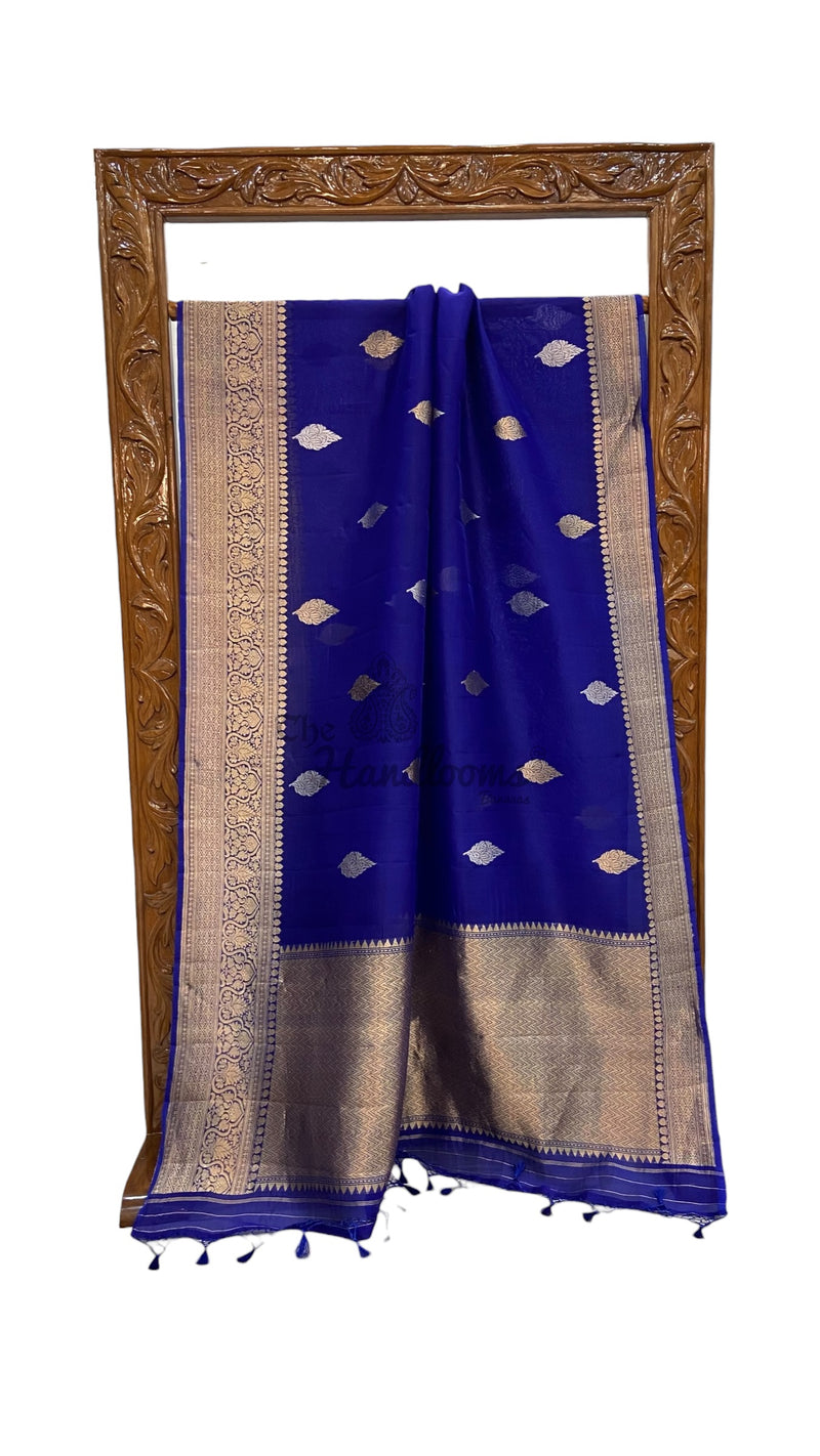 Royal Pure Kora Handloom Banarasi Saree - Sona Roopa Alfi Kadua Boota - The Handlooms