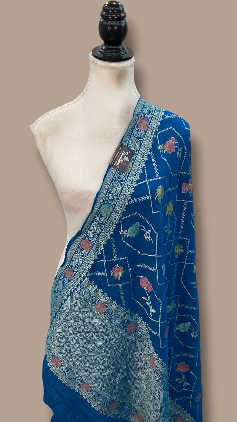 Pure Moonga Georgette Handloom Dupatta - Meenakari