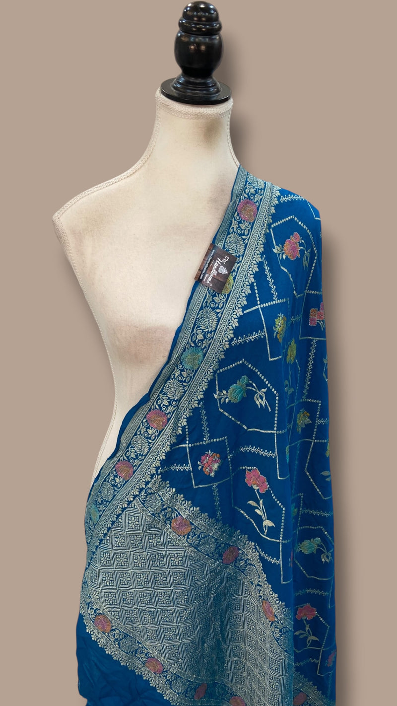 Pure Moonga Georgette Handloom Dupatta - Meenakari