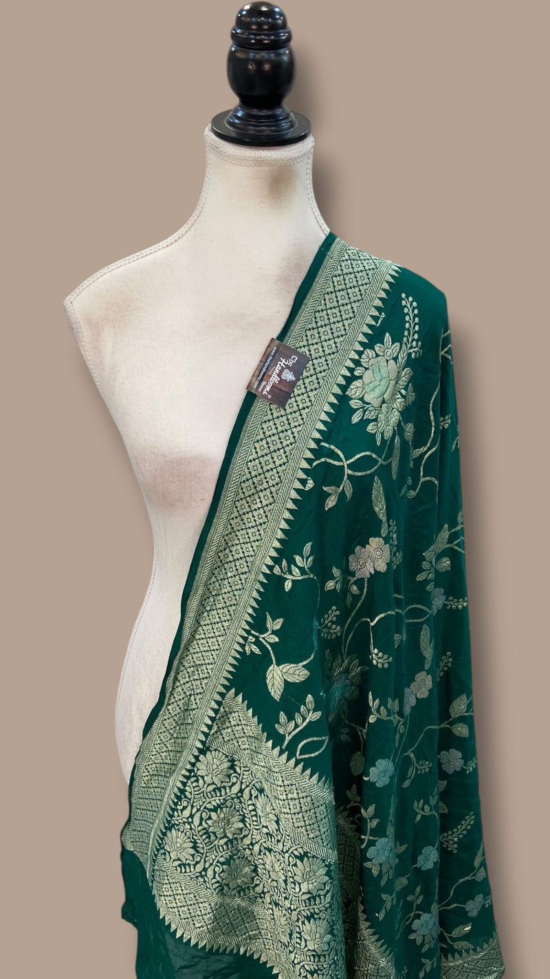Pure Moonga Georgette Handloom Dupatta - Meenakari