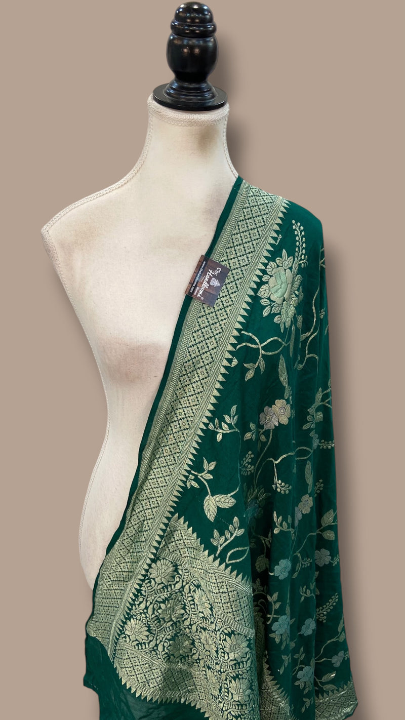 Pure Moonga Georgette Handloom Dupatta - Meenakari