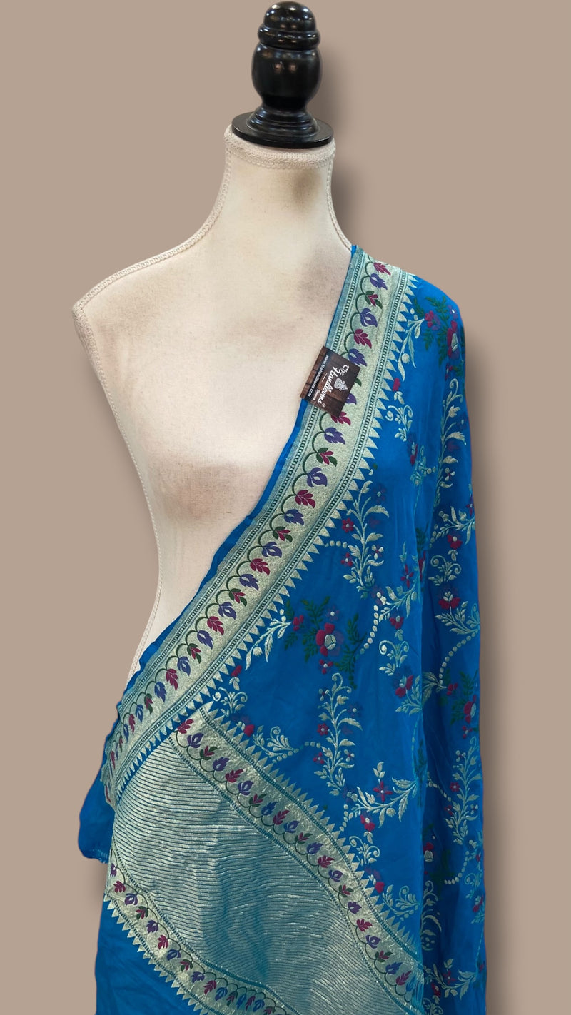 Pure Moonga Georgette Handloom Dupatta - Meenakari