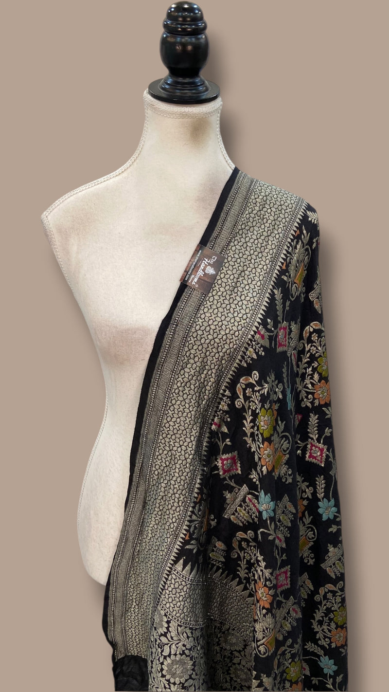 Pure Moonga Georgette Handloom Dupatta - Meenakari