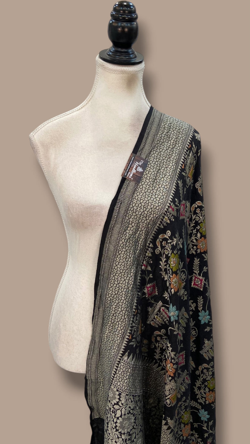 Pure Moonga Georgette Handloom Dupatta - Meenakari