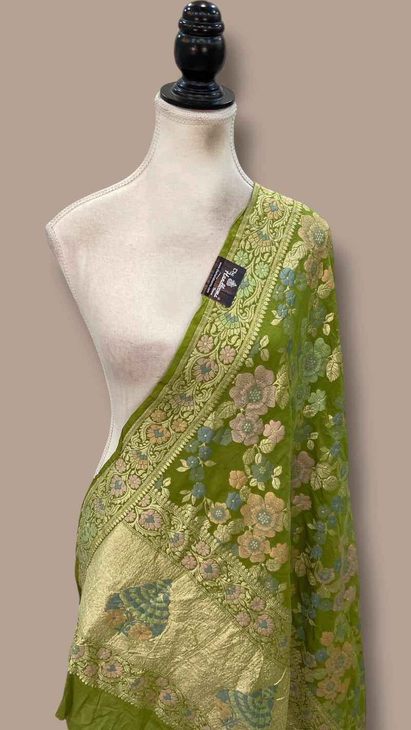 Pure Moonga Georgette Handloom Dupatta - Meenakari