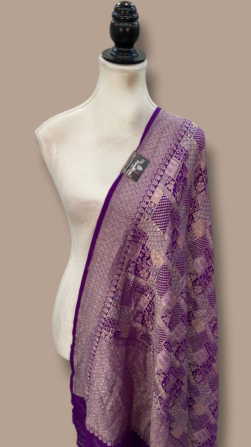 Pure Moonga Georgette Handloom Dupatta - Meenakari