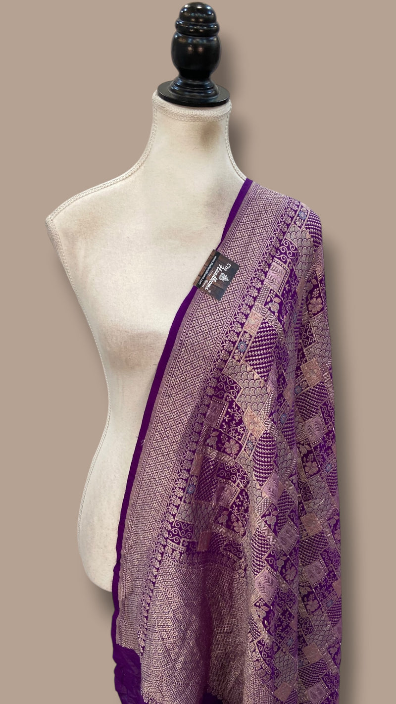 Pure Moonga Georgette Handloom Dupatta - Meenakari