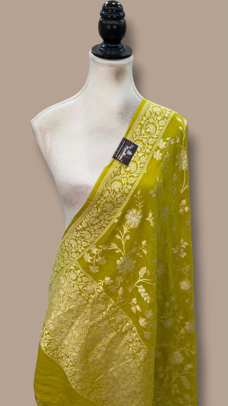 Pure Moonga Georgette Handloom Dupatta - All Over Sona Roopa Jaal Work