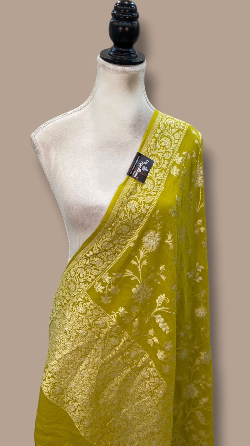 Pure Moonga Georgette Handloom Dupatta - All Over Sona Roopa Jaal Work