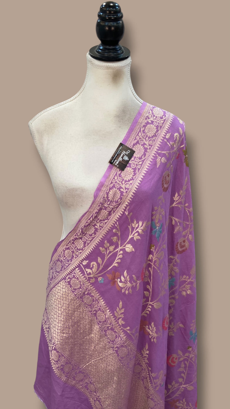 Pure Moonga Georgette Handloom Dupatta - Meenakari
