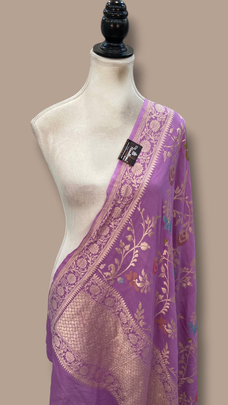 Pure Moonga Georgette Handloom Dupatta - Meenakari