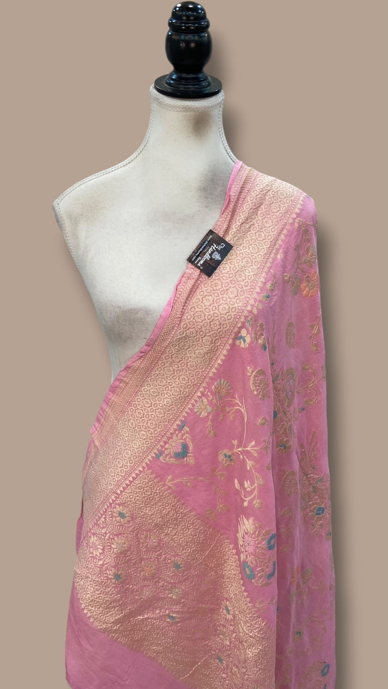 Pure Moonga Georgette Handloom Dupatta - Meenakari