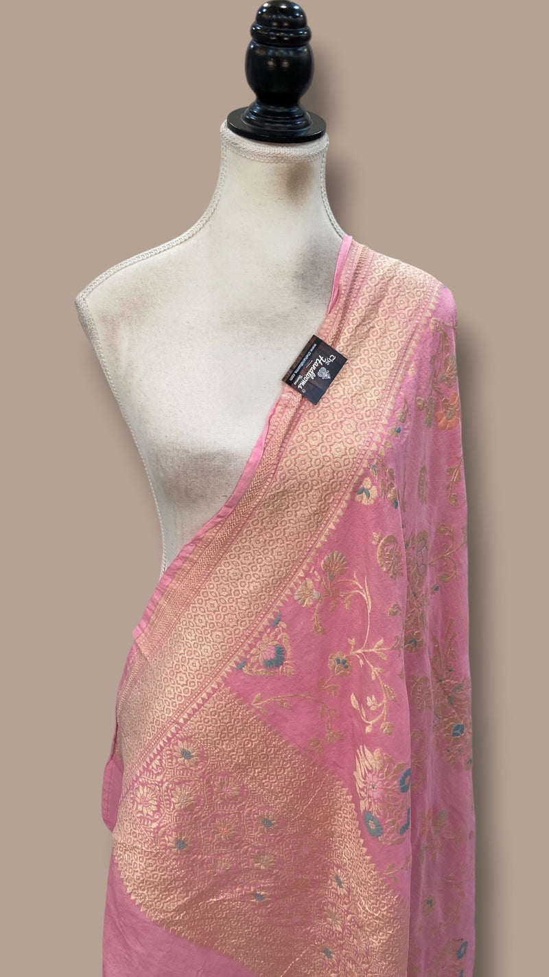 Pure Moonga Georgette Handloom Dupatta - Meenakari